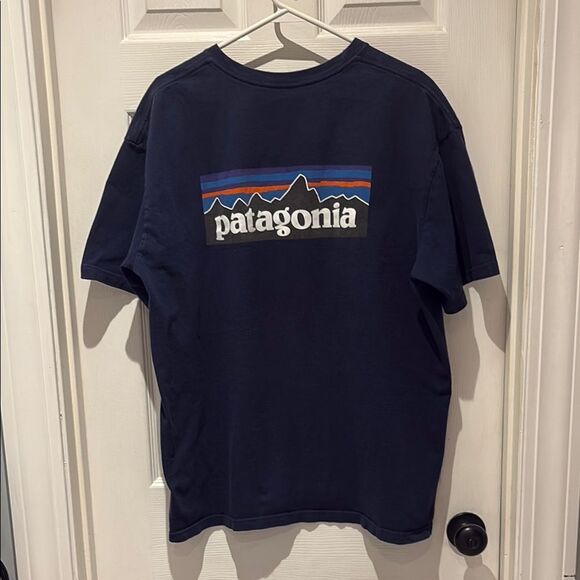 Patagonia Dark Blue Tee with Mountain Graphic SZ Xlarge - Picture 1 of 5